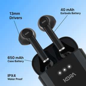 Kora Novapods Wireless 5.0 Earbuds with 13mm drivers, 60 Hours Playback, Type C Fast Charging